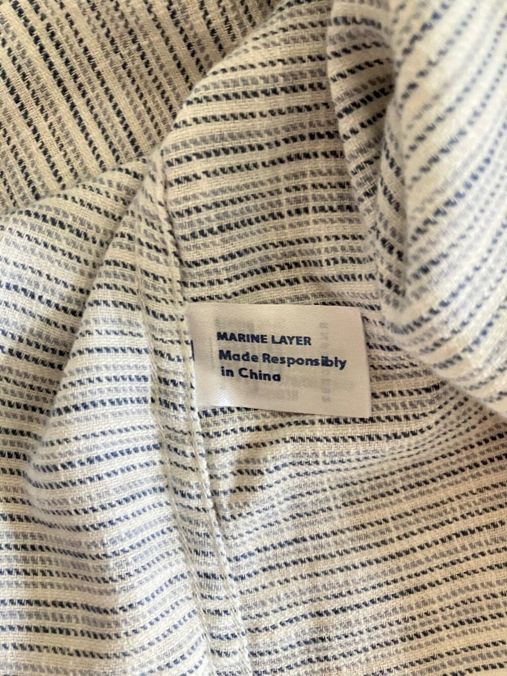 Marine Layer Men's Stretch Selvage Short Sleeve T-Shirt Size XL Blue Mini Stripe - Picture 5 of 11